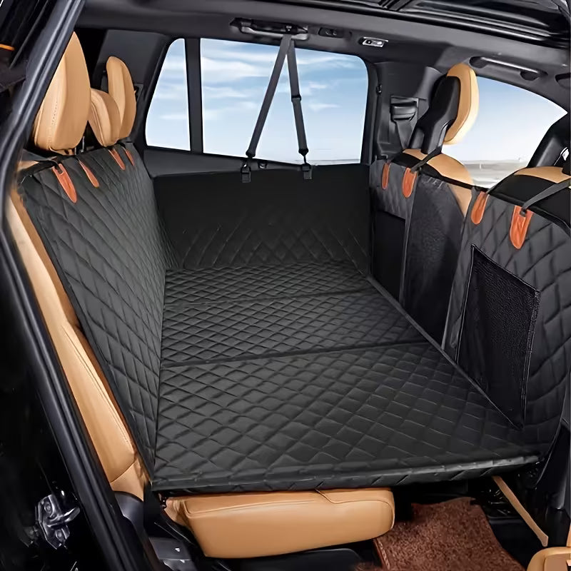 The Oz Bargains Company™ - Quilted Dog Car Seat Cover for Backseat | Scratch & Spill-Proof with Hard Plastic Base & Comfort Padding