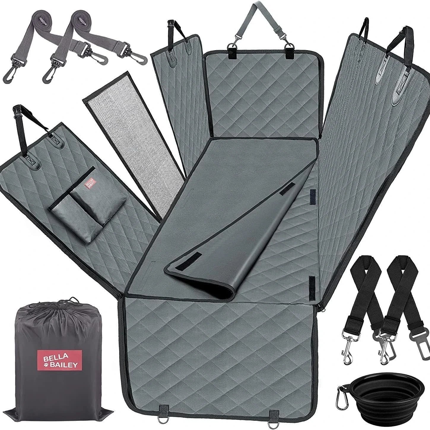 The Oz Bargains Company™ - 7-in-1 Waterproof Dog Car Seat Cover | Pet Back Seat Protector with Hammock Design