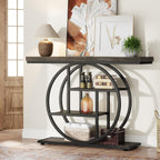 The Oz Bargains Company™ - Tribesigns 105cm Industrial Console Table | Narrow Hallway Table with Circular Base