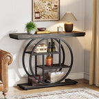 The Oz Bargains Company™ - Tribesigns 105cm Industrial Console Table | Narrow Hallway Table with Circular Base