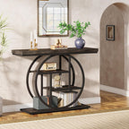 The Oz Bargains Company™ - Tribesigns 105cm Industrial Console Table | Narrow Hallway Table with Circular Base