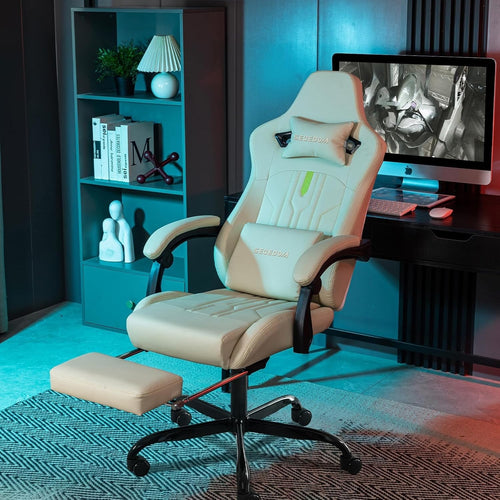 The Oz Bargains Company™ - Gaming Chair with Footrest | Ergonomic Computer Chair with Massage Lumbar Cushion