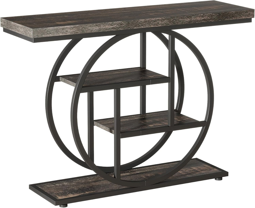 The Oz Bargains Company™ - Tribesigns 105cm Industrial Console Table | Narrow Hallway Table with Circular Base